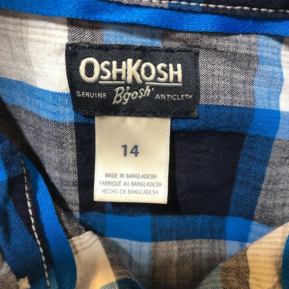Osh Kosh plaid button down long sleeve boys size 14 - Picture 4 of 8